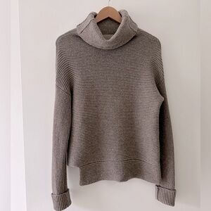 Aritzia Taupe Cozy Ribbed Turtleneck Sweater